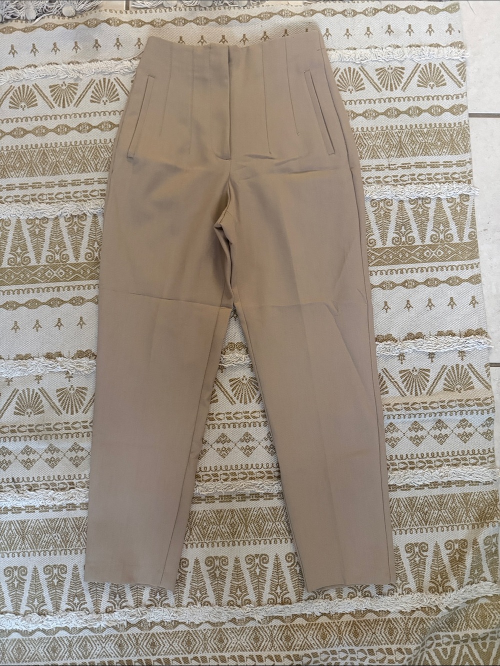 Zara Tan High-Rise Tailored Chinos